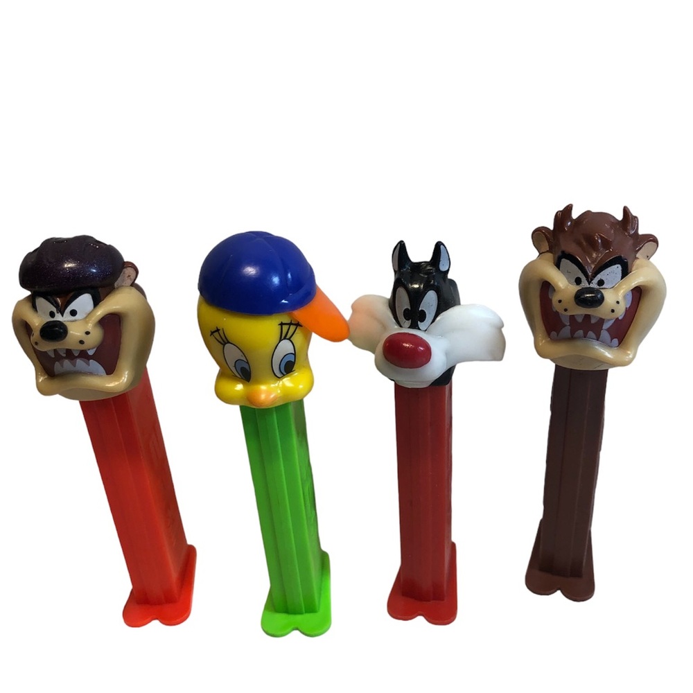 Looney Tunes Pez Dispensers Tweety Sylvester Taz red brown made in Slovenia 90s